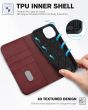 TUCCH iPhone 15 Wallet Case, iPhone 15 Card Holder Case - Dark Red