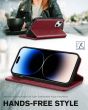 TUCCH iPhone 15 Wallet Case, iPhone 15 Card Holder Case - Dark Red