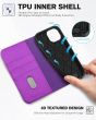 TUCCH iPhone 15 Wallet Case, iPhone 15 Shockproof Case with Front Cover - Purple