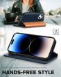 TUCCH iPhone 15 Plus Wallet Case, iPhone 15 Plus Fold Case - Dark Blue & Brown