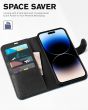 TUCCH iPhone 15 Plus Wallet Case, iPhone 15 Plus Leather Cover - Black & Light Blue