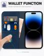 TUCCH iPhone 15 Pro Wallet Case, iPhone 15 Pro Protective Phone Case - Dark Blue