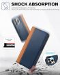 TUCCH iPhone 15 Pro Wallet Case, iPhone 15 Pro Shockproof Case with Front Cover - Dark Blue&Brown