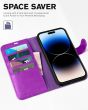 TUCCH iPhone 15 Pro Max Leather Wallet Case, iPhone 15 Pro Max Flip Phone Case - Purple