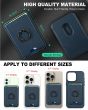 TUCCH PU Leather Magnetic Card Holder with RFID Blocking and Finger Grip Metal Ring Stand for iPhone 12 iPhone 13 iPhone 14 iPhone 15 and Magsafe Compatible Phone Case - Blue