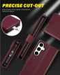 TUCCH SAMSUNG GALAXY S23FE Wallet Case, SAMSUNG S23FE PU Leather Case Flip Cover - Wrist Strap Wine Red
