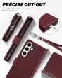 TUCCH SAMSUNG GALAXY S24 Plus Wallet Case, SAMSUNG S24 Plus PU Leather Case Book Flip Folio Cover - Strap - Wine Red