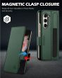 SHIELDON SAMSUNG Galaxy Z Fold5 Book Case, SAMSUNG Z Fold 5 Genuine Leather Book Cover - Midnight Green