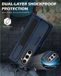 SHIELDON SAMSUNG Galaxy Z Fold5 Flip Case, SAMSUNG Z Fold 5 Genuine Leather Flip Cover - Navy Blue