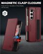 SHIELDON SAMSUNG Galaxy Z Fold5 Fold Case, SAMSUNG Z Fold 5 Genuine Leather Fold Cover - Wine Red