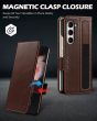SHIELDON SAMSUNG Galaxy Z Fold5 Magnetic Wallet Case, SAMSUNG Z Fold 5 Genuine Leather RFID Phone Cover - Retro Coffee