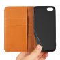 SHIELDON iPhone 5S Leather Genuine Wallet Phone Case - Compatible with iPhone 5 5S SE