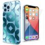 TUCCH iPhone 12 Pattern Case, iPhone 12 Pro Clear Floral Case with Hard Back Soft Frame, Pattern in the Middle Layer, Soft Flexible Shockproof TPU Case - Octagon