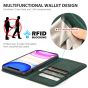 SHIELDON iPhone 11 6.1-inch Flip Leather Wallet Case - Midnight Green