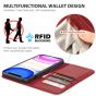 SHIELDON iPhone 11 6.1-inch Flip Leather Wallet Case - Dark Red