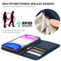 SHIELDON iPhone 11 Wallet Case, Genuine Leather, RFID Blocking, Magnetic Closure - Navy Blue