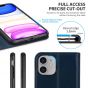 SHIELDON iPhone 11 Wallet Case, Genuine Leather, RFID Blocking, Magnetic Closure - Navy Blue