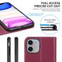 SHIELDON iPhone 11 Wallet Case, Genuine Leather, RFID Blocking, Magnetic Closure - Red Violet