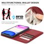 SHIELDON iPhone 11 Pro Max Wallet Case, Genuine Leather, Kick-stand, Magnetic Closure with Auto Sleep/Wake Function - Dark Red