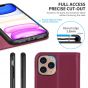 SHIELDON iPhone 11 Pro Max Wallet Case, Genuine Leather, Kick-stand, Magnetic Closure with Auto Sleep/Wake Function - Red Violet