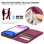 SHIELDON iPhone 11 Pro Max Wallet Case, Genuine Leather, Kick-stand, Magnetic Closure with Auto Sleep/Wake Function - Red Violet