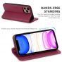 SHIELDON iPhone 11 Pro Max Wallet Case, Genuine Leather, Kick-stand, Magnetic Closure with Auto Sleep/Wake Function - Red Violet