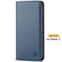 SHIELDON iPhone 11 Wallet Case, Genuine Leather, RFID Blocking, Magnetic Closure - Blue