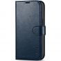 TUCCH iPhone 13 Wallet Case, iPhone 13 PU Leather Case, Folio Flip Cover with RFID Blocking, Credit Card Slots, Magnetic Clasp Closure - Full Grain Navy Blue