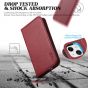 TUCCH iPhone 13 Wallet Case, iPhone 13 PU Leather Case, Flip Cover with Stand, Credit Card Slots, Magnetic Closure - Dark Red