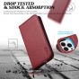 TUCCH iPhone 13 Pro Wallet Case, iPhone 13 Pro PU Leather Case with Folio Flip Book Style, Kickstand, Card Slots, Magnetic Closure - Dark Red