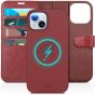 TUCCH iPhone 15 Magnetic Detachable Leather Case, Regular iPhone 15 2in1 Wallet Case - Dark Red