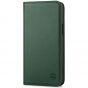 SHIELDON iPhone 15 Plus Genuine Leather Wallet Case, iPhone 15 Plus Kickstand Phone Case - Midnight Green