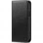 SHIELDON iPhone 15 Plus Genuine Leather Wallet Case, iPhone 15 Plus Fold Case - Retro Black