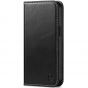 SHIELDON iPhone 15 Pro Max Genuine Leather Wallet Case, iPhone 15 Pro Max Phone Flip Case - Retro Black