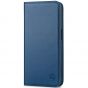 SHIELDON iPhone 15 Pro Genuine Leather Wallet Case, iPhone 15 Pro Magnet Phone Case - Royal Blue