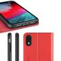 SHIELDON iPhone XR Leather Case, iPhone 10R Genuine Leather Folio Wallet Magnetic Protective Case with Shock Absorbing, RFID Blocking, Card Holder, Kickstand - Red