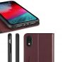 SHIELDON iPhone XR Leather Case, iPhone 10R Genuine Leather Folio Wallet Magnetic Protective Case with Shock Absorbing, RFID Blocking, Card Holder, Kickstand - Wine Red