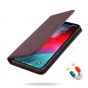 SHIELDON iPhone XR Leather Case, iPhone 10R Genuine Leather Folio Wallet Magnetic Protective Case with Shock Absorbing, RFID Blocking, Card Holder, Kickstand - Wine Red