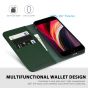 SHIELDON iPhone 8 Wallet Case - iPhone 7 Genuine Leather Kickstand Case - Midnight Green
