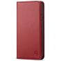 SHIELDON iPhone 8 Wallet Case - iPhone 7 Genuine Leather Kickstand Case - Dark Red