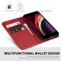 SHIELDON iPhone 8 Wallet Case - iPhone 7 Genuine Leather Kickstand Case - Dark Red