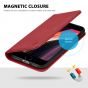 SHIELDON iPhone 8 Wallet Case - iPhone 7 Genuine Leather Kickstand Case - Dark Red