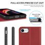 SHIELDON iPhone 8 Wallet Case - iPhone 7 Genuine Leather Kickstand Case - Dark Red