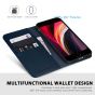 SHIELDON iPhone 8 Wallet Case - iPhone 7 Genuine Leather Kickstand Case - Navy Blue