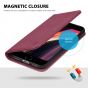 SHIELDON iPhone 8 Wallet Case - iPhone 7 Genuine Leather Kickstand Case - Red Violet