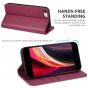 SHIELDON iPhone 8 Wallet Case - iPhone 7 Genuine Leather Kickstand Case - Red Violet