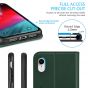 SHIELDON iPhone XR Wallet Case - iPhone XR Leather Case - Midnight Green