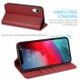 SHIELDON iPhone XR Wallet Case - iPhone XR Leather Case - Dark Red