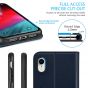 SHIELDON iPhone XR Wallet Case - iPhone XR Leather Case - Navy Blue