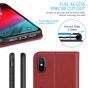 SHIELDON iPhone XS Leather Case, iPhone X / XS Wallet Case, Auto Sleep/Wake Up, RFID, Magnetic Closure, Kickstand - Dark Red